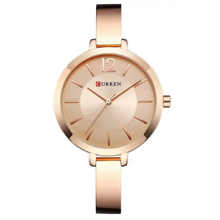 C9012L Curren Rose-gold Dial Rose-gold Stainless Steel Chain Analog Quartz Women's Watch. TIMECHECK