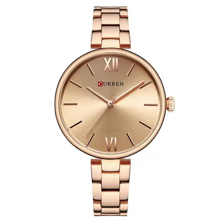 C9017L Curren Rose-gold Dial & Stainless Steel Chain Analog Quartz Women's Watch. TIMECHECK