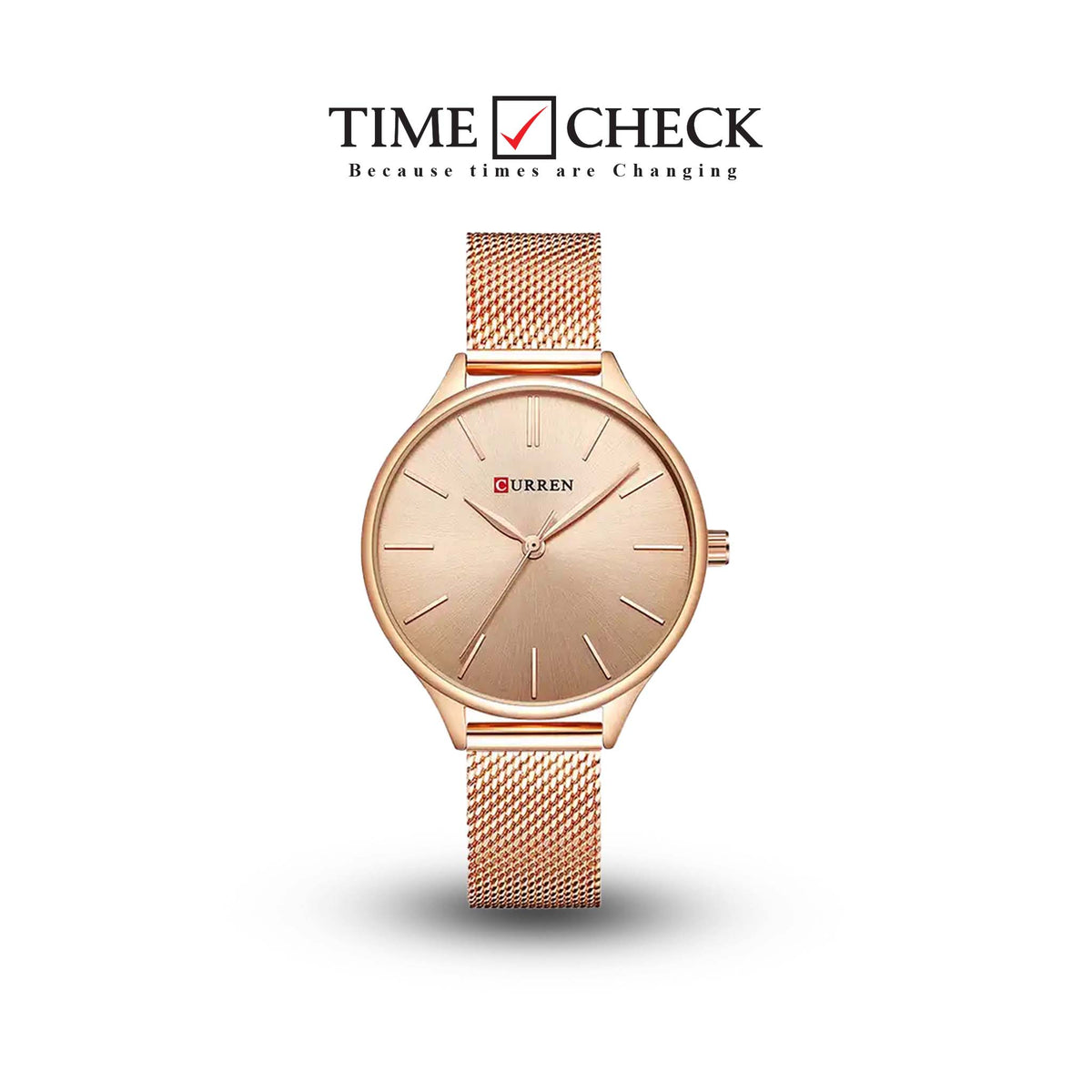 C9024L Curren Rose-gold Dial & Stainless Steel Chain Analog Quartz Women's Watch. TIMECHECK