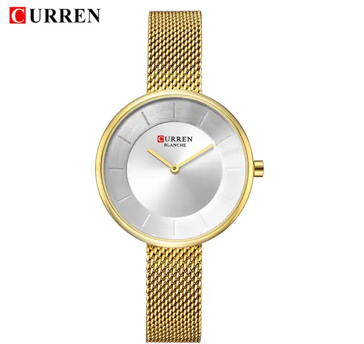 C9030L Curren Silver Dial Golden Stainless Steel Band Analog Quartz Women's Watch. TIMECHECK