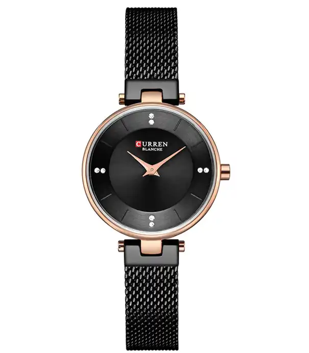 C-9031L Curren Black Dial Black Stainless Band Steel Analog Quartz Women's Watch. TIMECHECK