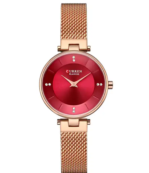 C-9031L Curren Magenta Dial Rose.G Stainless Band Steel Analog Quartz Women's Watch. TIMECHECK