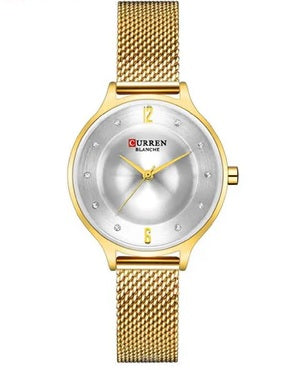 C-9036L Curren white Dial golden Stainless Chain Steel Analog Quartz Women's Watch.