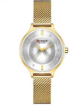 C-9036L Curren white Dial golden Stainless Chain Steel Analog Quartz Women's Watch. TIMECHECK