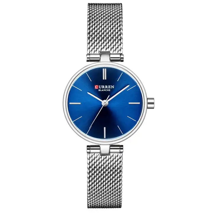 C9038L Curren Blue Dial Silver Stainless Steel Chain Analog Quartz Women's Watch. TIMECHECK