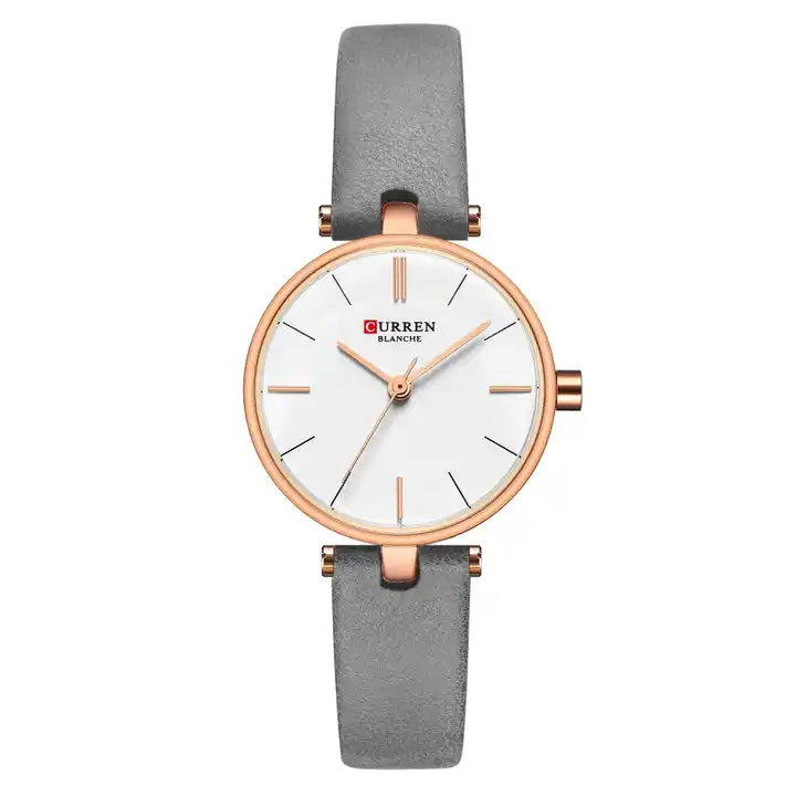 C9038L Curren White Dial Gray Leather Strap Analog Quartz Women's Watch. TIMECHECK