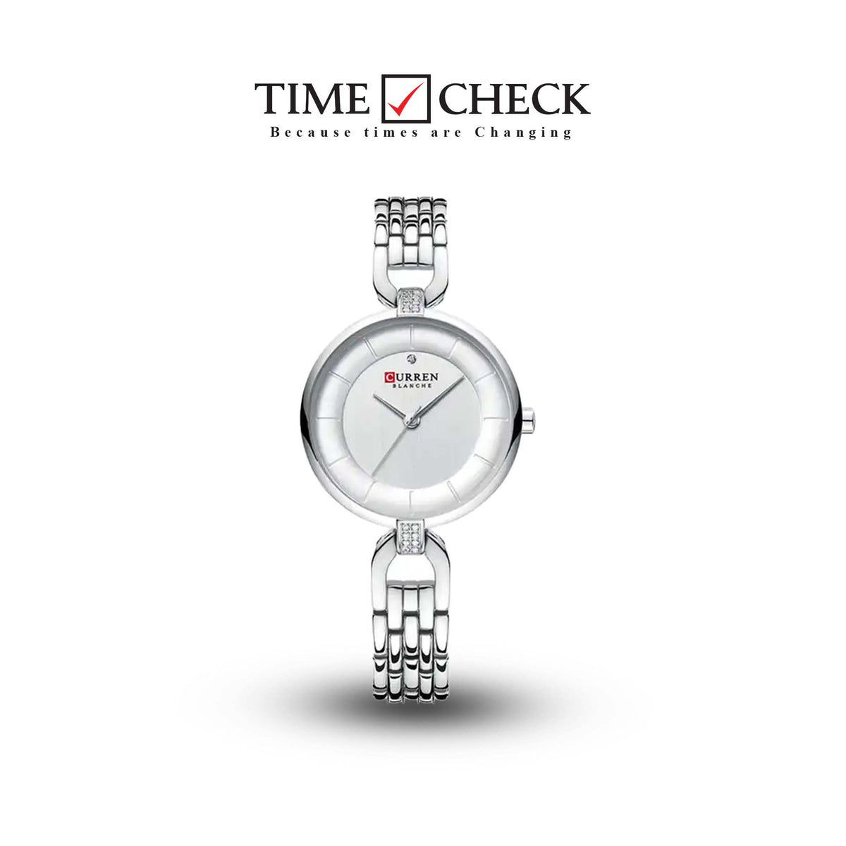 C-9052L Curren White Dial Silver Stainless Chain Steel Analog Quartz Women's Watch. TIMECHECK