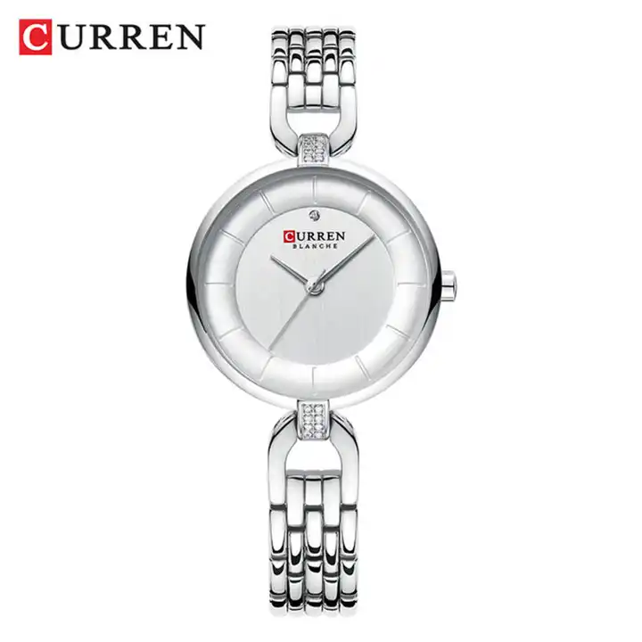 C-9052L Curren White Dial Silver Stainless Chain Steel Analog Quartz Women's Watch. TIMECHECK