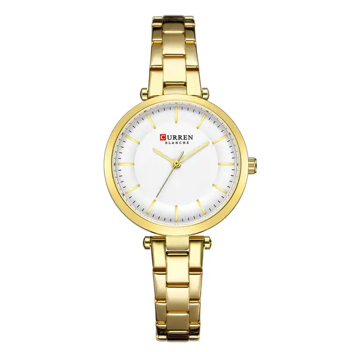 C-9054L Curren White Dial & Golden Stainless Steel Chain Analog Quartz Women's Watch. TIMECHECK