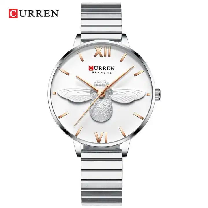 C-9061L Curren White Dial Silver Stainless Steel Analog Quartz Women's Watch. TIMECHECK