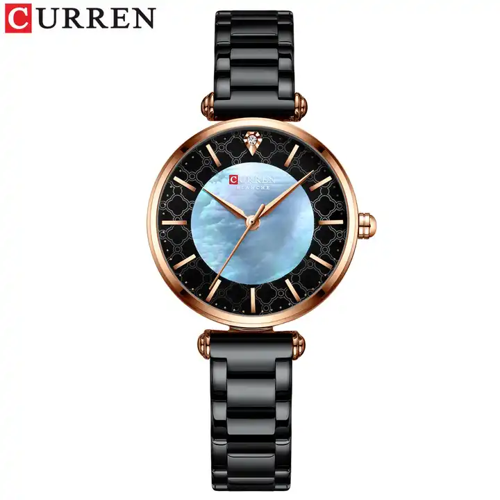 C-9072L Curren Black Dial Black Stainless Chain Steel Analog Quartz Women's Watch. TIMECHECK