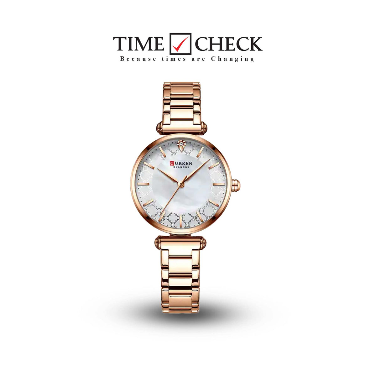 C-9072L Curren Silver Dial Rose-gold Stainless Steel Analog Quartz Women's Watch. TIMECHECK