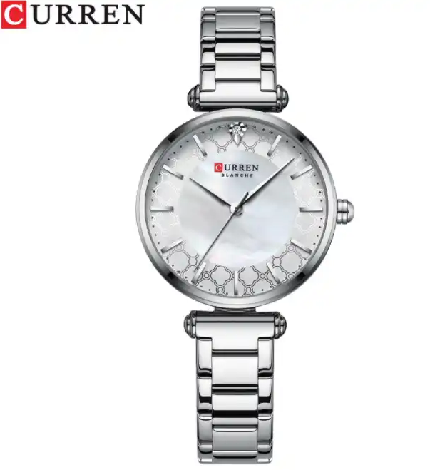 C-9072L Curren Silver Dial Silver Stainless Chain Steel Analog Quartz Women's Watch. TIMECHECK