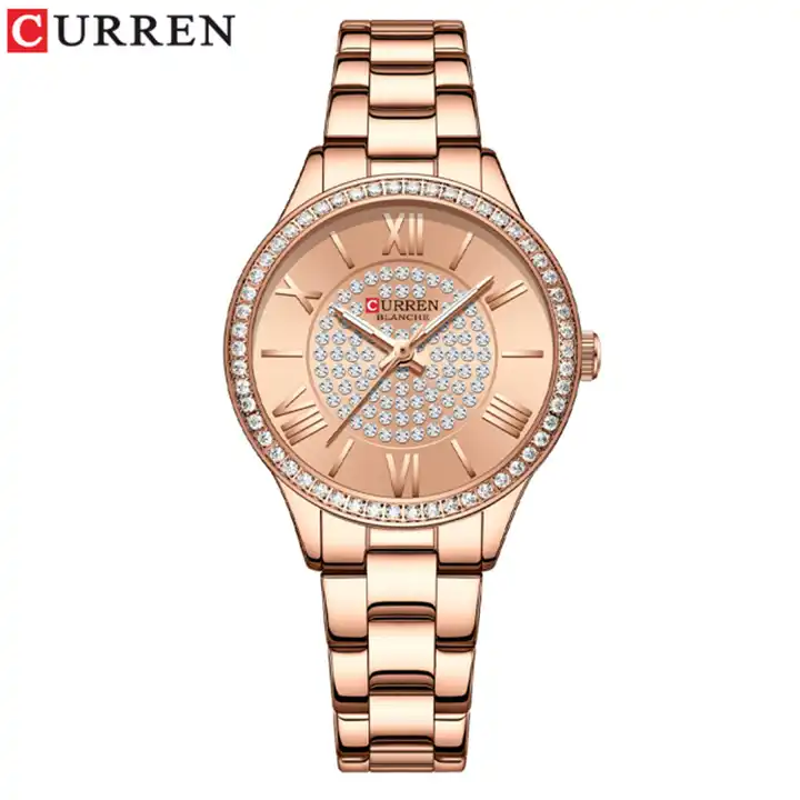 C-9084L Curren Rose-gold Dial Stainless Chain Steel Analog Quartz Women's Watch. TIMECHECK