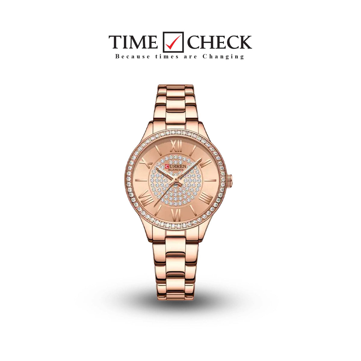 C-9084L Curren Rose-gold Dial Stainless Chain Steel Analog Quartz Women's Watch. TIMECHECK