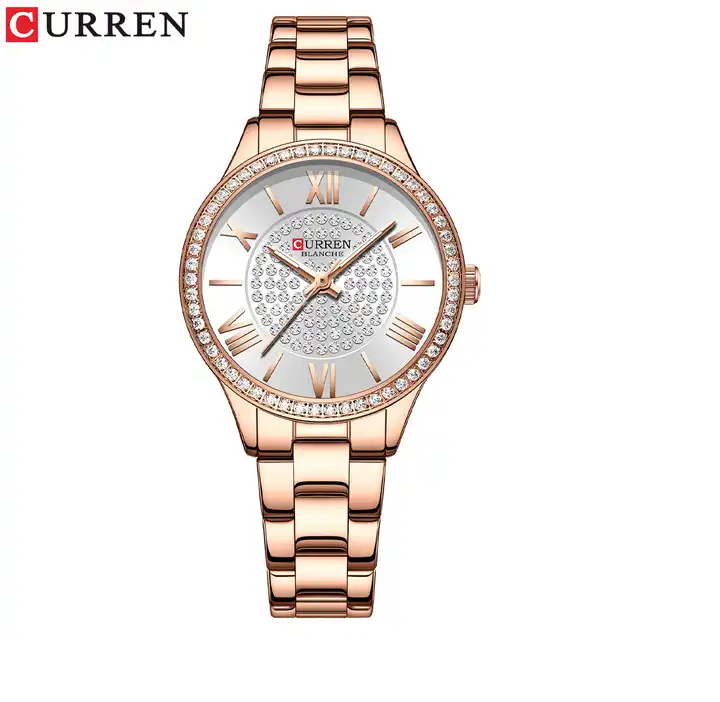 C-9084L Curren Silver Dial Rose-gold Stainless Steel Chain Analog Quartz Women's Watch. TIMECHECK