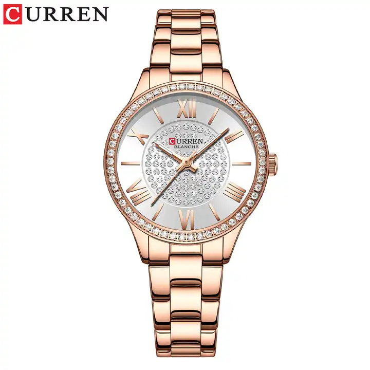 C-9084L Curren Silver Dial Rose-gold Stainless Steel Chain Analog Quartz Women's Watch. TIMECHECK