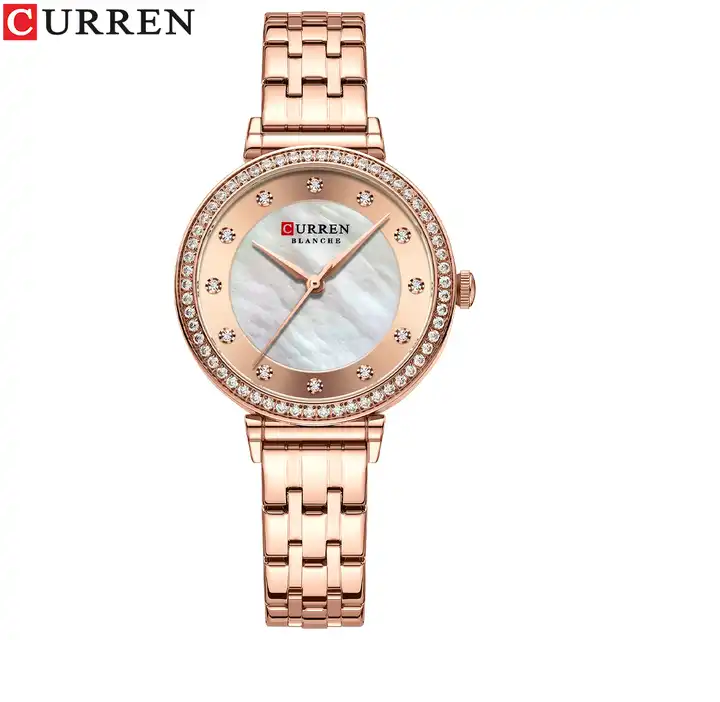 C9087L Curren ROSE-GOLD Dial & Stainless Steel Chain Analog Quartz Women's Watch. TIMECHECK