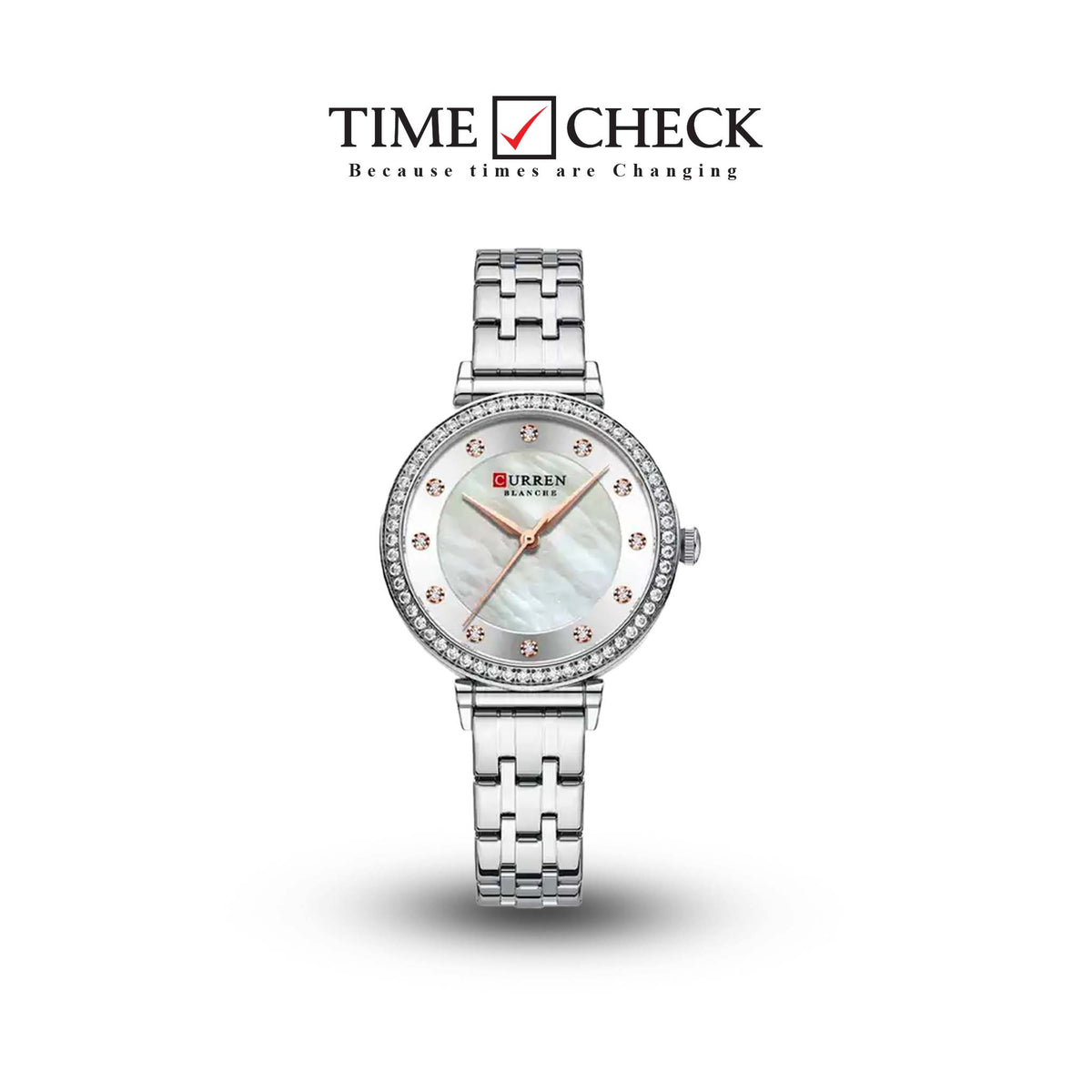 C9087L Curren Silver Dial & Silver Stainless Steel Chain Analog Quartz Women's Watch. TIMECHECK