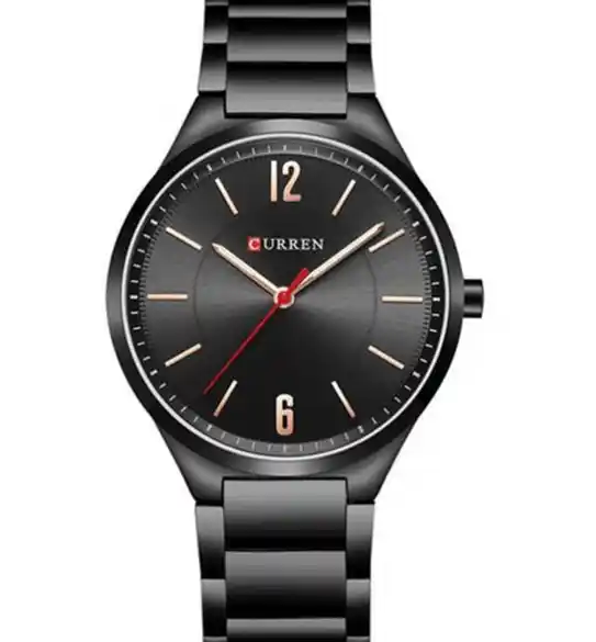 M 8280 Curren Black Dial Black Stainless Steel Chain Analog Quartz Men Timecheck