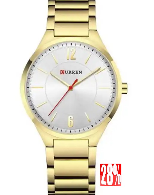 M:8280 Curren Silver Dial Golden Stainless Steel Chain Analog Quartz Men's Watch.