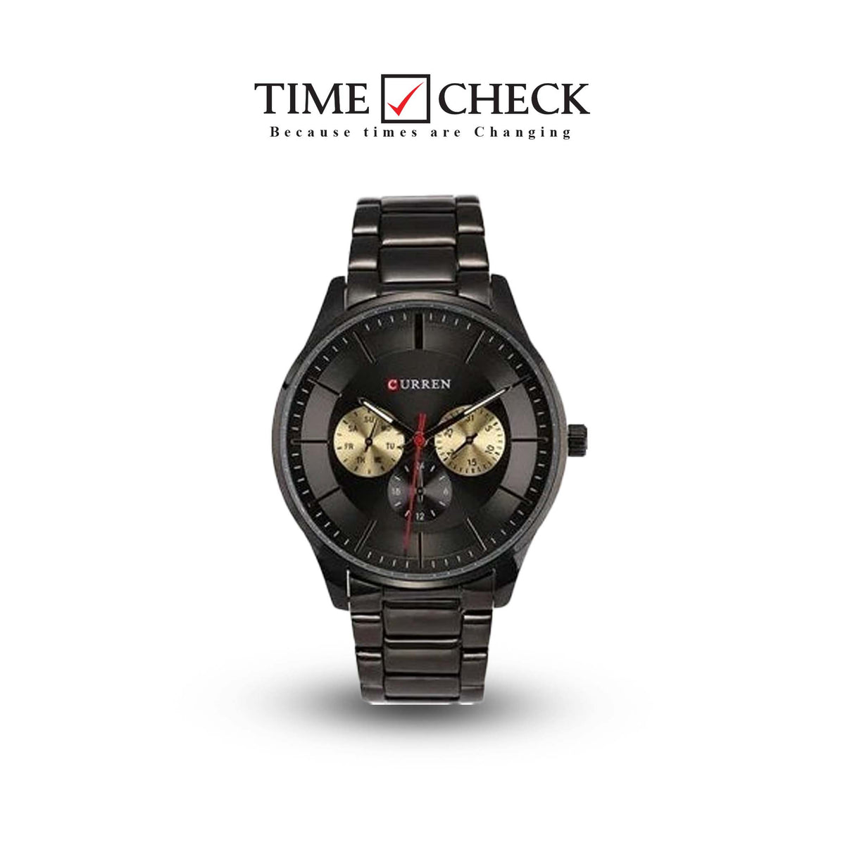 M_8282 Curren Black Dial Silver Stainless Steel Chain Analog Quartz Men's Watch. TIMECHECK