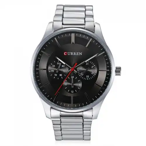 M 8282 Curren Black Dial Silver Stainless Steel Chain Analog Quartz Me Timecheck