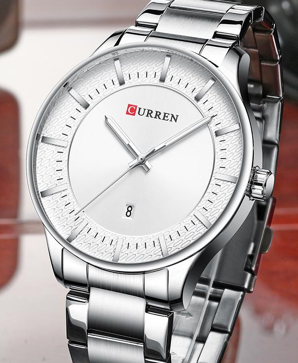 M 8347 Curren White Dial Silver Stainless Steel with Date Analog Quart Timecheck
