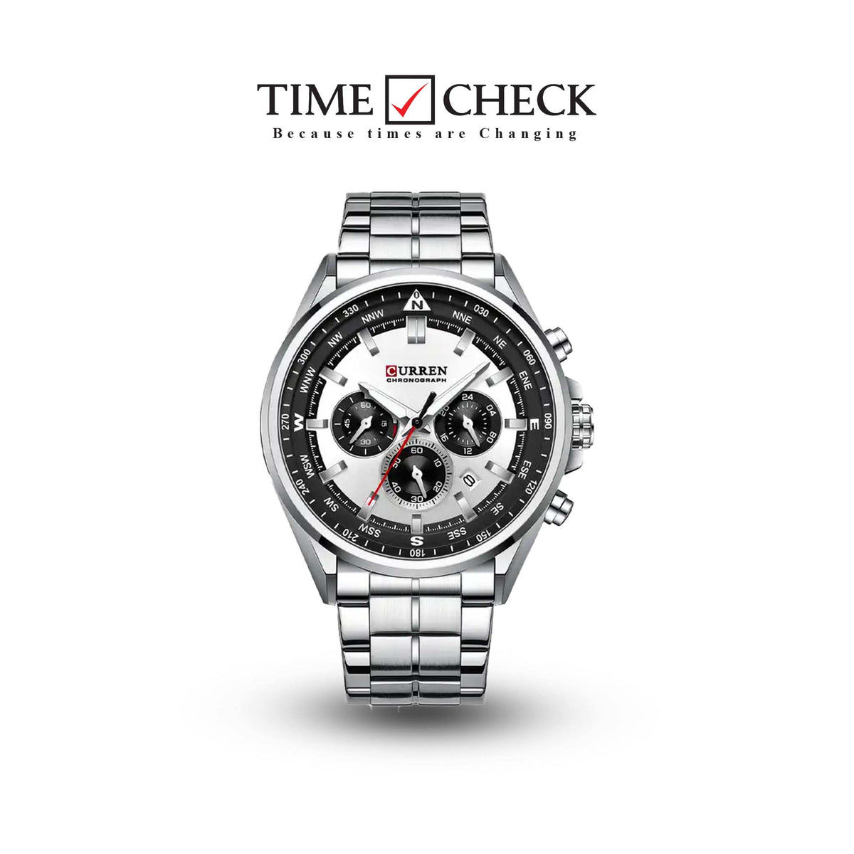 M:8399 Curren Fashion Chronograph Stainless Steel Analog Quartz Men's Watch. TIMECHECK