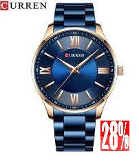 M:8383 Curren Stylish Roman Dial Blue, Blue Chain Analog Quartz Men's Watch. TIMECHECK