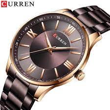 M:8383 Curren Stylish Roman Dial Brown, Brown Chain Analog Quartz Men's Watch. TIMECHECK