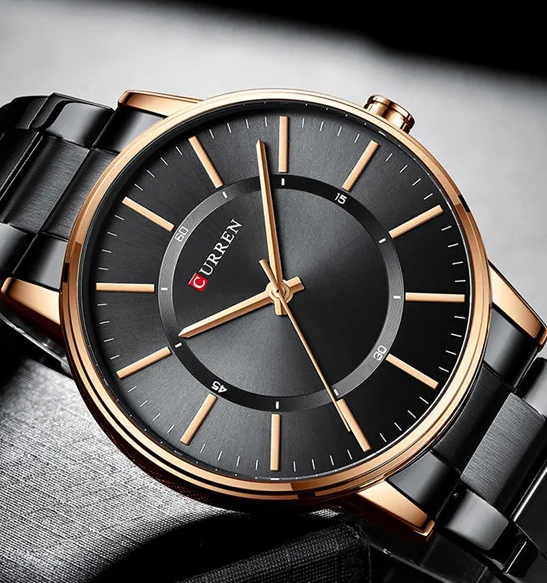 M 8385 Curren Black Dial Black Stainless Steel Chain Analog Quartz