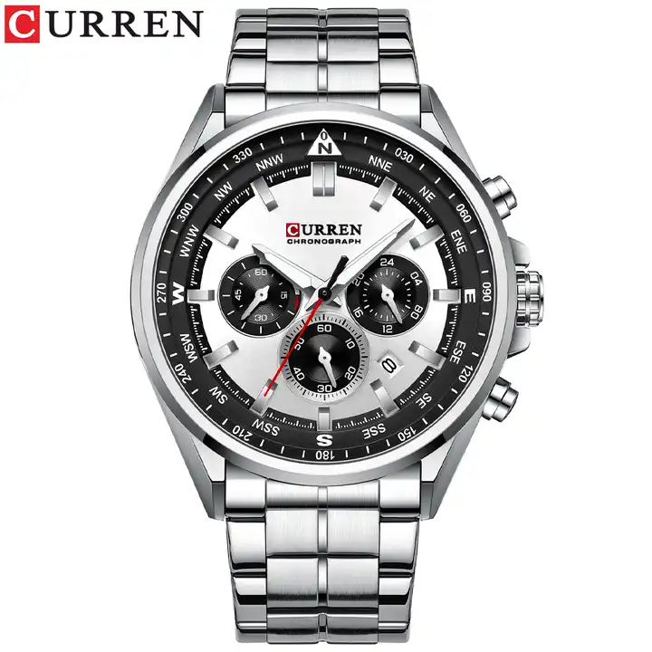 M:8399 Curren Fashion Chronograph Stainless Steel Analog Quartz Men's Watch. TIMECHECK