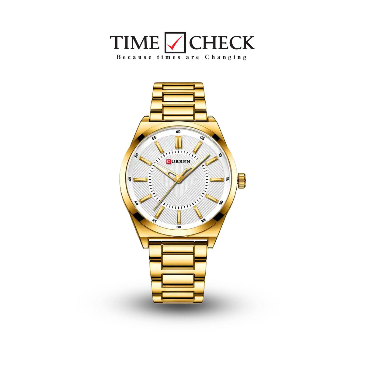 M:8407 Curren White Dial Simple Man Quartz Stainless Steel Chain Analog Men's Watch. TIMECHECK