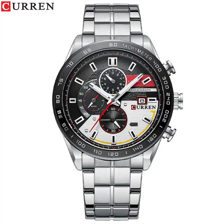 M:8410 Curren Multi Color Dial Fashion Quartz Clock Analog Chronograph Men's Watch. TIMECHECK