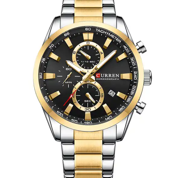 M:8445 Curren Stylish Roman Black Dial Chronograph Analog Quartz Men's Watch.