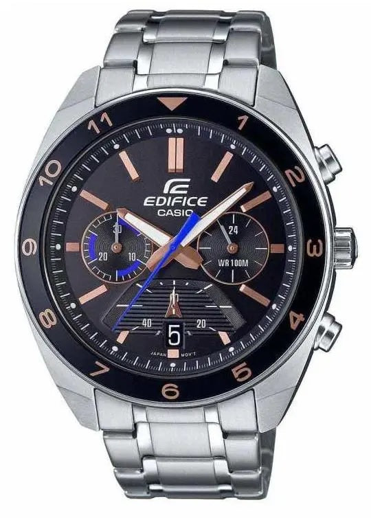 EFV-590D-1AVUDF CASIO BLACK DIAL STAINLESS STEEL EDIFICE BLACK DIAL MEN'S WATCH TIMECHECK