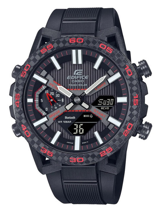 Casio Edifice – ECB-2000PB-1ADF BLACK Dial RUBBER STRAP Analog/DIGITAL Men's Watch. TIMECHECK