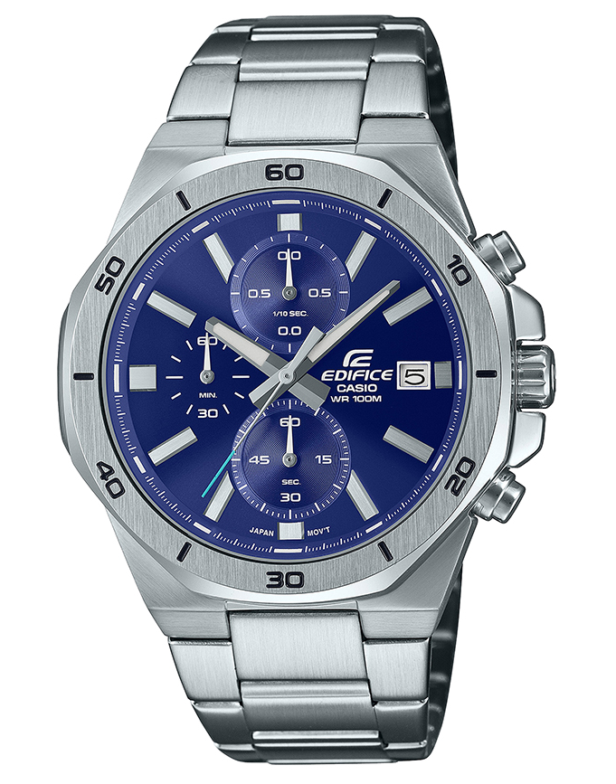 EFV-640D-2AVUDF Casio Edifice Blue Dial Silver SS Chain Analog Chronograph Men's Watch.