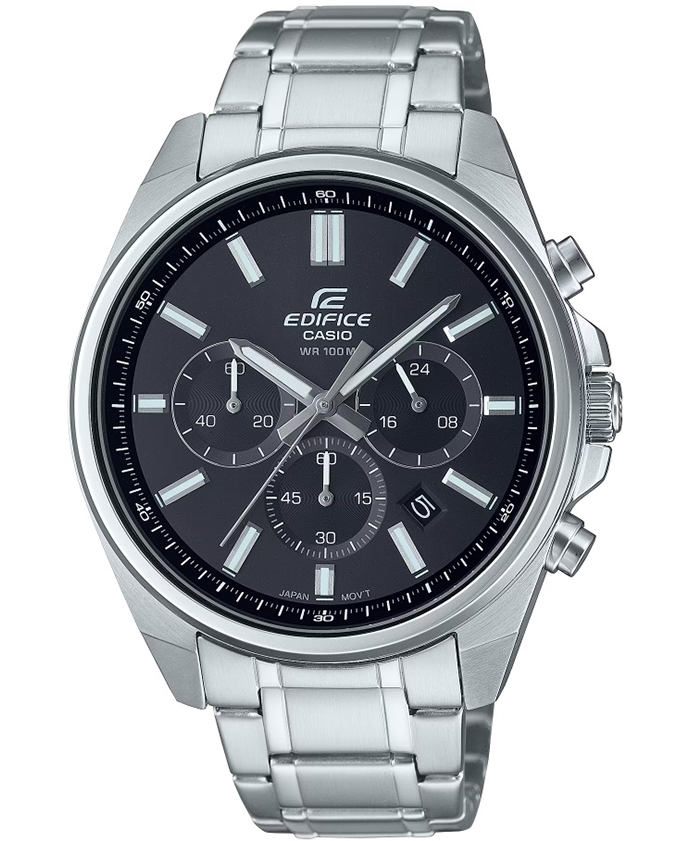 EFV-650D-1AVUDF Casio Edifice Black Dial Silver SS Chain Chronograph Analog Men's Watch. TIMECHECK