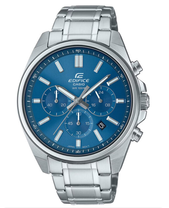 EFV-650D-2AVUDF Casio Edifice Blue Dial Silver SS Chain Chronograph Analog Men's Watch. TIMECHECK