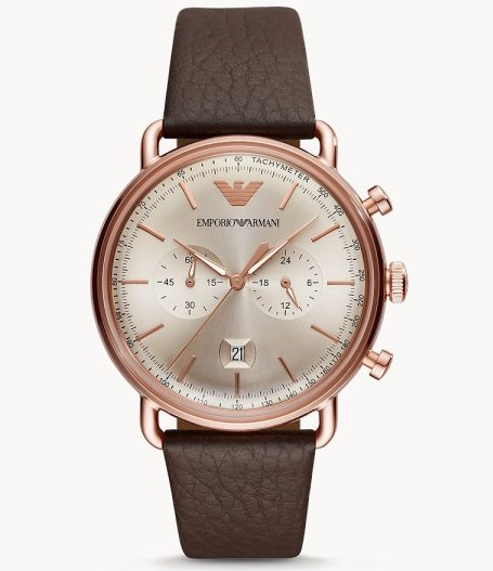 AR11106 Emporio Armani Chronograph Quartz Brown Leather Strap Analog Men'S Watch. TIMECHECK