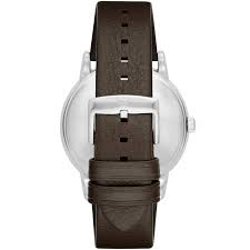 AR11103 Emporio Armani White Dial Brown Leather Strap Analog Quartz Men's Watch.