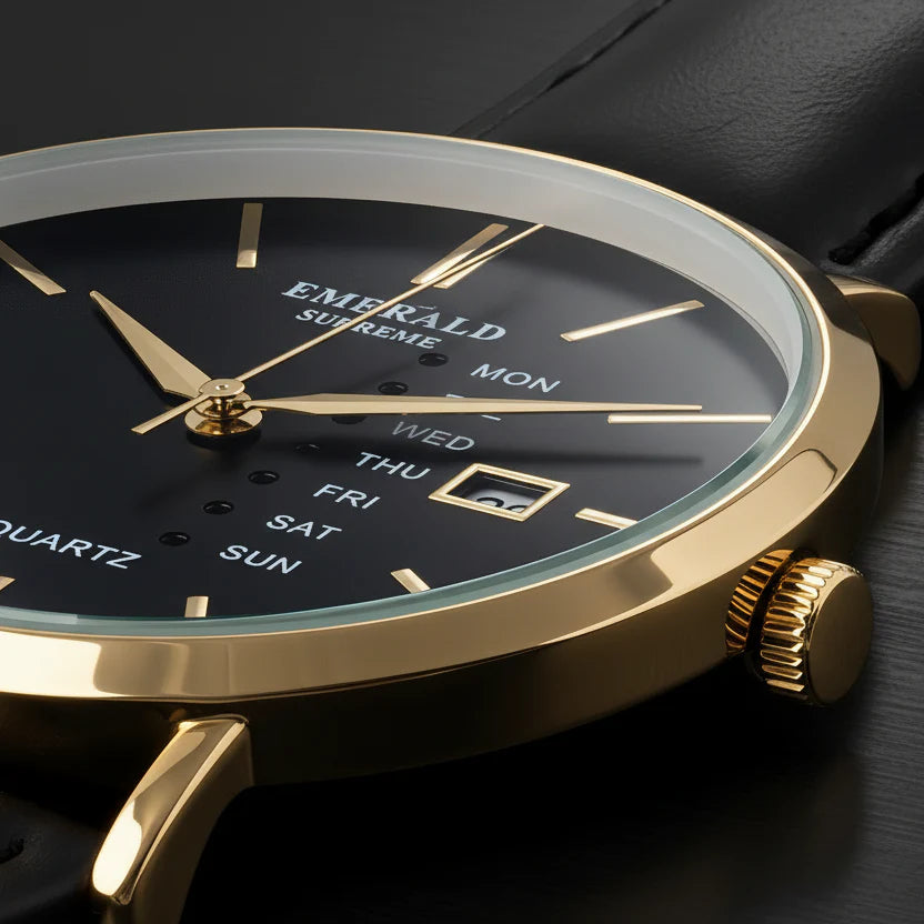 Emerald Heritage Edition ES-9111 Black Dial Gold-Tone Men's Watch