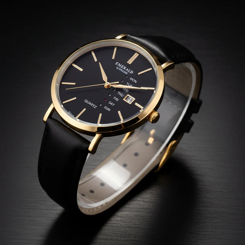 Emerald Heritage Edition ES-9111 Black Dial Gold-Tone Men's Watch