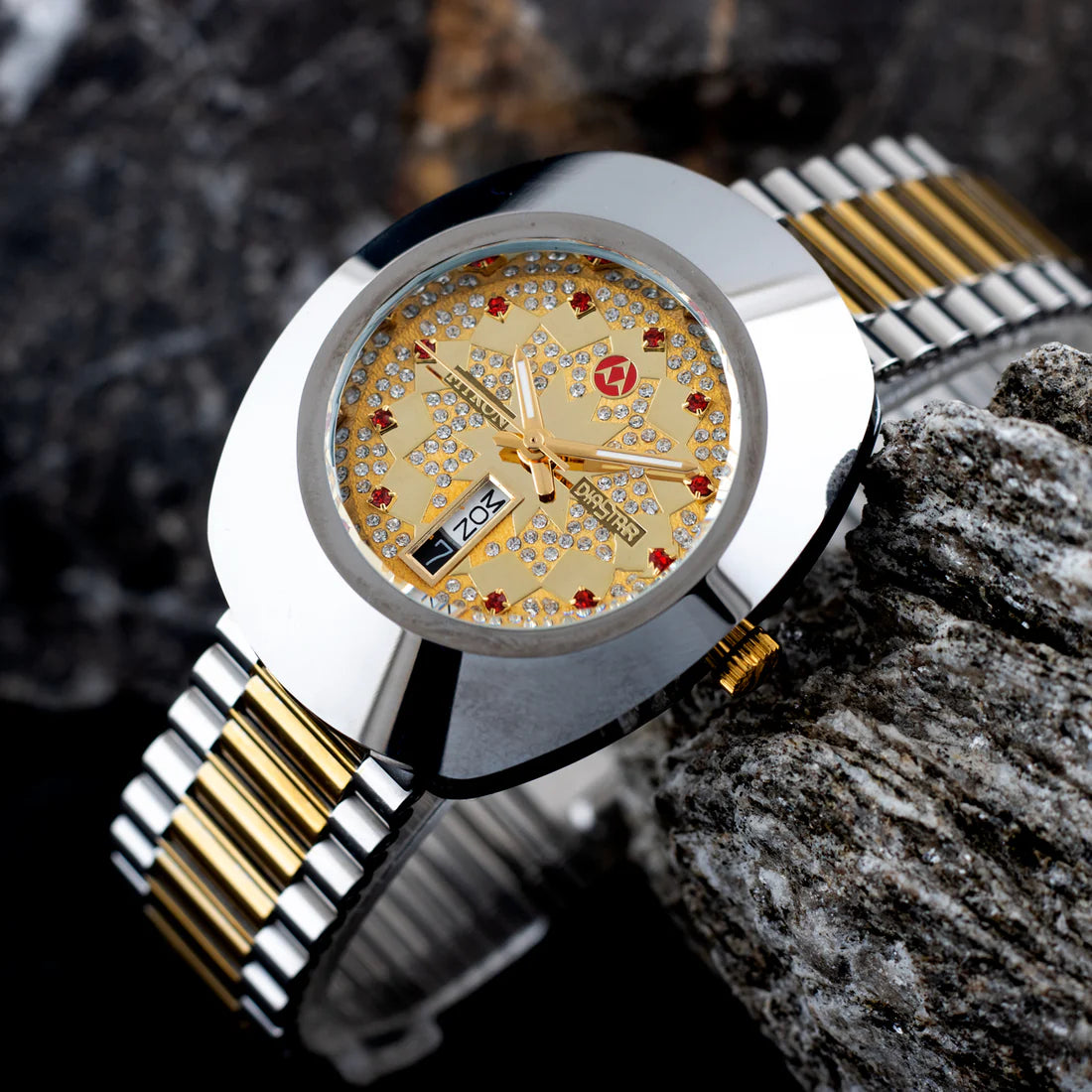 Fitron DiaStar Gold Dial Silver-Gold Stainless Steel Chain Analog Quartz Men's Watch.