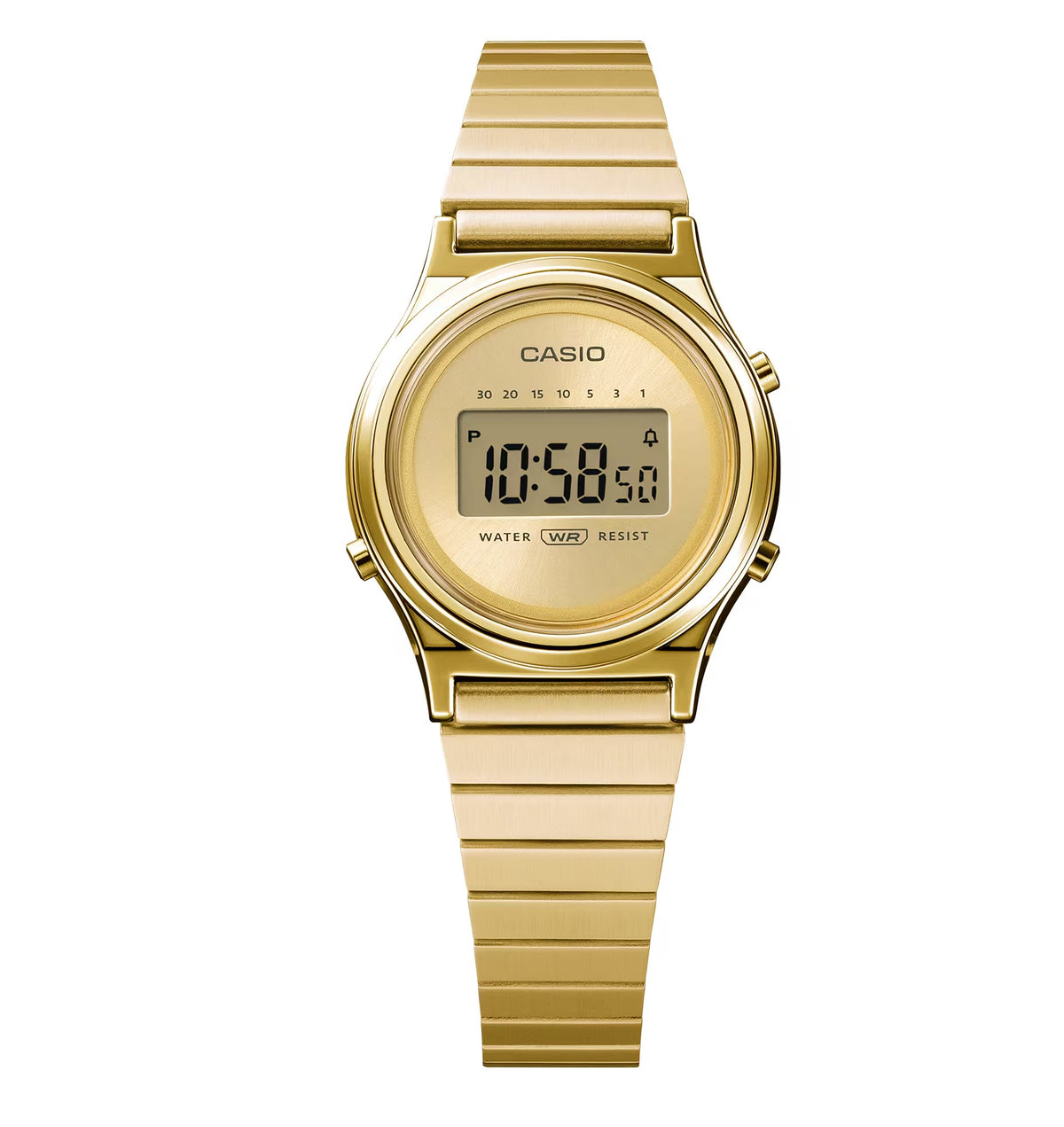LA700WEG-9ADF Casio Vintage Gold Dial Gold Stainless Steel Chain Digital Women's Watch.