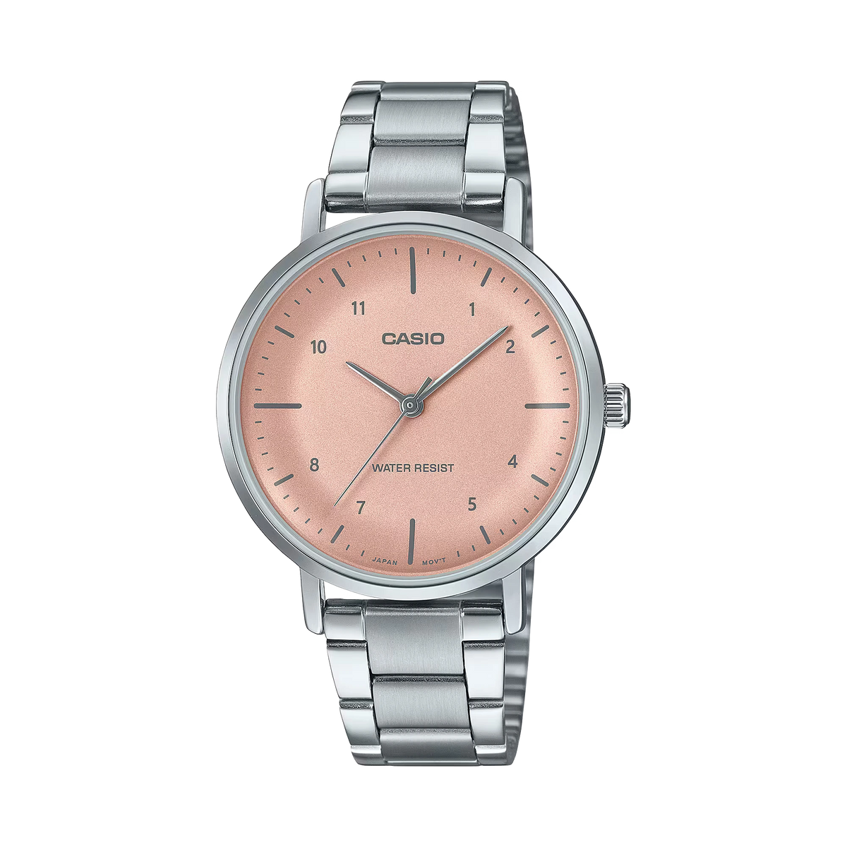 LTP-VT03D-4BDF Casio Pink Dial Silver Stainless Steel Chain Analog Women's Watch