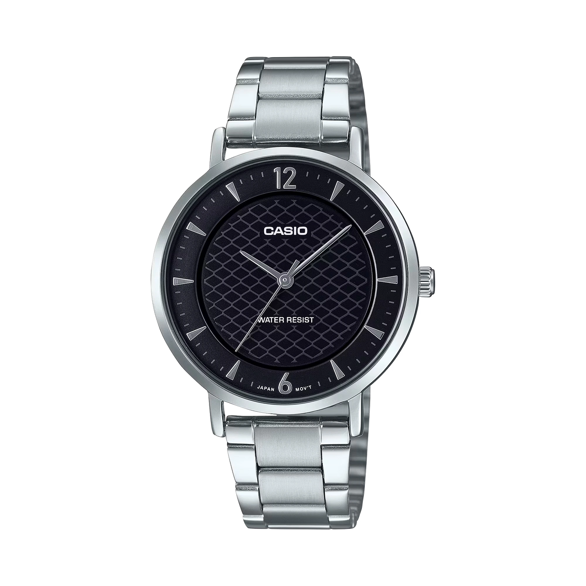 LTP-VT04D-1ADF Casio Black Dial Silver Stainless Steel Analog Quartz Women's Watch.