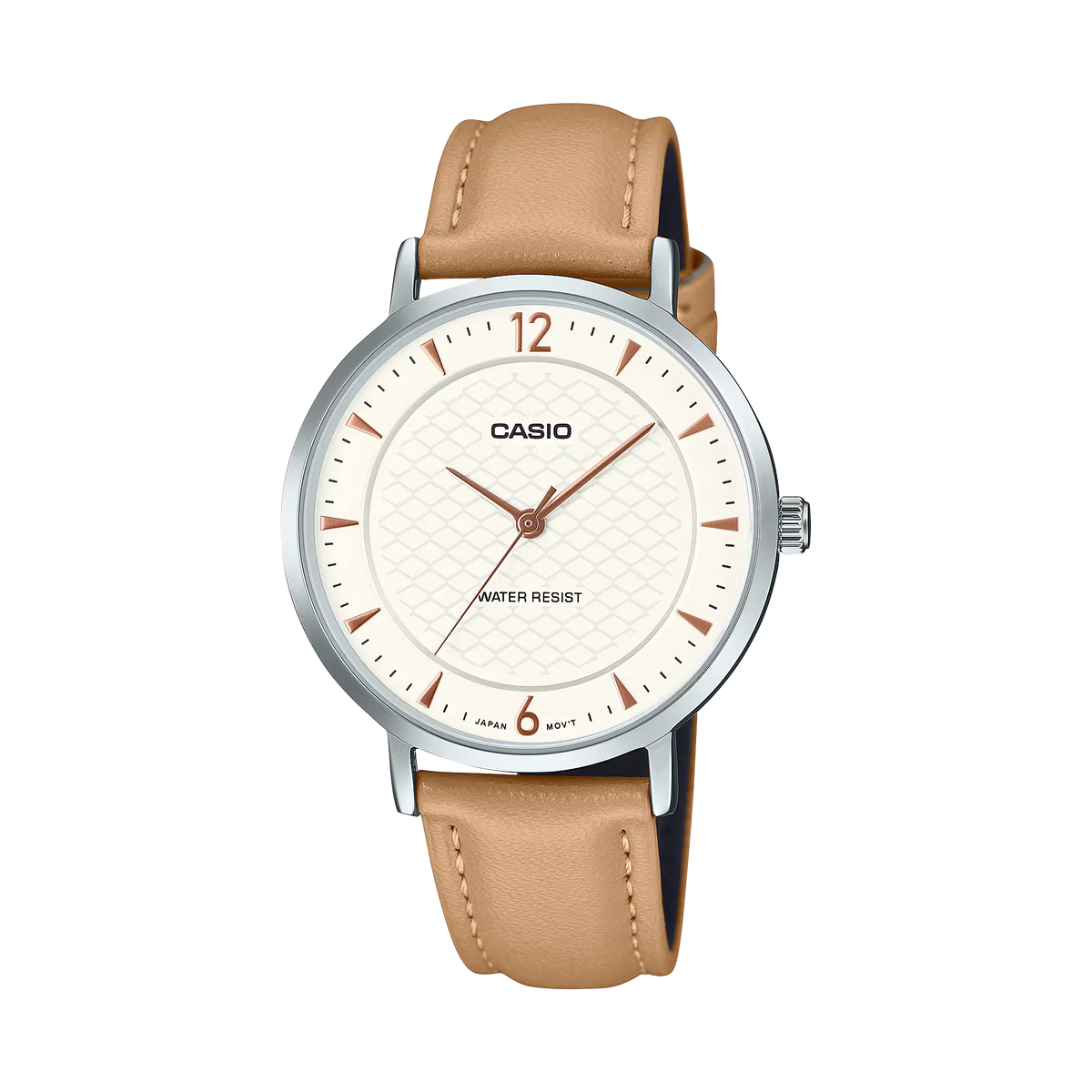 LTP-VT04L-7A1DF Casio Beige Dial Brown Leather Band Analog Quartz Women's Watch.